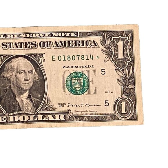 $1 Dollar Star Note - Low Print Run - 250K - Low Serial Number 2017A E 01807814* - Picture 1 of 3